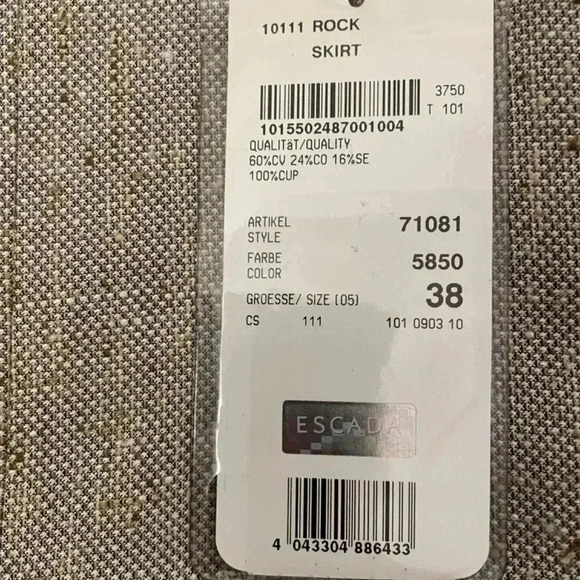 BNWT Escada brown tweed knee length skirt sz 38 - Picture 5 of 10